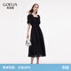 歌莉婭天絲連衣裙女大方得體穿搭法式裙子1E5R4K800 00B黑色 M