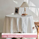 艾薇圓桌布布藝棉麻茶幾臺面布白色方形圓形餐桌布蓋布130*130米白t格