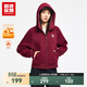 超級安踏加絨連帽外套女士秋冬保暖網(wǎng)球復古休閑百搭運動(dòng)夾克162548723U 安可拉紅-4 L /女170