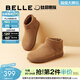 百麗（Belle）明星同款小領(lǐng)巾高幫勃肯鞋女新款棉鞋雪地短靴子D3G1DAD5 棕色-單里 37 (235mm)