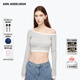 ANN ANDELMAN【陳佳儀同款】官方直營(yíng)露肩長(cháng)袖T恤女短款高腰上衣薄款皮膚衣 灰色 XS