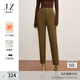 玖姿·安娜蔻休閑刺繡加絨保暖顯瘦鉛筆褲牛仔長(cháng)褲女冬款 咖啡 2XL