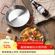 摩登主婦304不銹鋼海鮮盤(pán)雙耳炸雞盤(pán)子韓式西餐薯條小吃托盤(pán) 304不銹鋼盤(pán)-24cm紅耳 產(chǎn)品規格見(jiàn)圖二