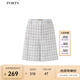 PORTS寶姿女裝春夏新款短褲LM8P051MFQ090 奶白色格子 M /6