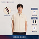 Tommy Hilfiger【紳動(dòng)POLO】春夏男裝絲光棉撞色門(mén)襟休閑翻領(lǐng)短袖T恤POLO衫 米白色AEF M （推薦：135-150斤）