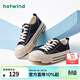 熱風(fēng)（Hotwind）女鞋學(xué)院風(fēng)帆布鞋春秋新款女士時(shí)尚厚底增高百搭休閑板鞋運動(dòng)鞋 01黑色 37