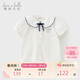 戴維貝拉女童短袖襯衫夏裝中大童學(xué)院風(fēng)襯衣兒童棉上衣