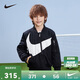 NIKE 耐克童裝男女童棉服冬季保暖兒童經(jīng)典大LOGO休閑棒球領(lǐng)夾克外套