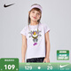 NIKE 耐克童裝女童短袖t恤2025夏季新款卡通印花兒童短t上衣