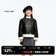 little MO&Co.童裝冬裝新款女童仿羊羔毛皮衣機車(chē)外套保暖夾克 黑色 150 150/72