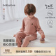babylove男女寶寶內衣套裝春秋季微絨保暖打底衣分體純色柔軟家居服兩件套