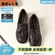 百麗（Belle）氣質(zhì)流蘇牛皮樂(lè )福鞋女2026春新質(zhì)感粗高跟通勤單鞋B2970AA6 咖色 39 (245mm)