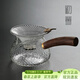 初雪 公道杯加茶漏三件套裝側把公杯茶濾玻璃分茶器茶海錘紋功夫茶具 七星公杯+雀翎茶濾+茶托
