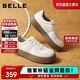 百麗板栗酥復古厚底增高德訓鞋女拼色休閑鞋JD002CM5 米白 36