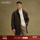 SKARO【重磅純羊毛】黑色毛呢大衣男冬季商務(wù)拼接翻領(lǐng)中長(cháng)款外套 琥珀褐SKO332 L