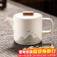 瓷牌茗茶具白陶茶壺陶瓷功夫茶具泡茶器辦公室會(huì )客側把提梁防燙泡茶壺 白陶《青山飛鳥(niǎo)》茶壺 210ml