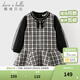 戴維貝拉（DAVE＆BELLA）中大童拼接裙子春裝新款小香風(fēng)女童網(wǎng)紗格子裙兒童連衣裙童裙 黑瑪瑙【現貨】 150 cm（建議身高140-150cm）