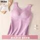 MsShe【德絨保暖內衣】加大碼女裝冬裝胖mm免穿文胸背心女帶胸墊 桔梗紫色現貨-5091 5XL
