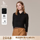 哈吉斯（HAZZYS）女裝 秋冬款女士素色高領(lǐng)休閑羊毛衫女ABYSD0BDD14 黑色BK M (160/84A 38)