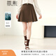 香影百褶半身短裙女2025秋冬新款咖啡色a字高腰壓褶顯瘦簡(jiǎn)約裙子 咖啡 S