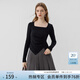 范思藍恩23FS13101芭蕾風(fēng)初秋新款上衣女新款氣質(zhì)長(cháng)袖針織衫 黑色 M