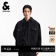 杰克·瓊斯（JACK&JONES）26年男裝牛仔外套男春秋上衣寬松休閑翻領(lǐng)牛仔夾克男生高級感痞帥 A15黑色牛仔 M (175)