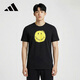 阿迪達斯（adidas）短袖t恤男裝笑臉印花圓領(lǐng)上衣H62013 黑色 XL