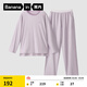 蕉內（Bananain）棉棉305H男女士睡衣睡褲純棉情侶家居服套裝春夏季長(cháng)袖長(cháng)褲不悶汗 【女士】粉紫 M