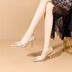 XMXE品牌婚鞋女秀禾婚紗兩穿主婚紗2026夏季新款小眾法式水晶高跟鞋 香檳色 8.5cm 36