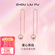 周六福（ZLF） S925銀飾耳線(xiàn)女圓形愛(ài)心簡(jiǎn)約潮流輕奢銀飾耳釘送女友 耳釘一對