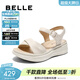 百麗（Belle）寬條帶休閑涼鞋女商場(chǎng)同款真皮厚底涼鞋D6N2DBL5 米白 37 (235mm)