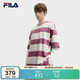 FILA斐樂(lè )官方情侶款針織短袖衫夏季休閑寬松條紋純棉T恤