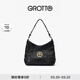 GROTTO個(gè)樂(lè )經(jīng)典黑石hobo包大小號植鞣綿羊皮腋下單肩斜挎軟包通勤禮物 經(jīng)典黑 金標S