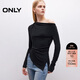 ONLY 2025夏季純色一字蕩領(lǐng)不規則下擺長(cháng)袖T恤女|125301011