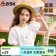 ASK JUNIOR女童短袖T恤夏裝兒童泡泡袖立體蝴蝶結休閑打底衫上衣 白色 120