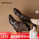 DAPHNE達芙妮堆堆靴女尖頭短靴復古秋季百搭2025新款高跟粗跟時(shí)裝靴 棕色 38 (240mm) 標準碼