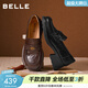 百麗（Belle）復古流蘇抓皺羊皮樂(lè )福鞋女2026春新柔軟粗跟通勤單鞋B2988AA6 棕色 37 (235mm)