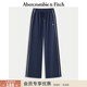 Abercrombie & Fitch【顯瘦百搭闊腿】小麋鹿圖案毛圈布運動(dòng)衛褲25秋冬女裝147-5117 海軍藍 XS (160/66A) 尺碼偏大，建議小一碼