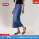 Levi's李維斯女士直筒開(kāi)衩顯高顯瘦優(yōu)雅美式休閑藍色牛仔半裙 藍色 S (25)