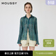 moussy【新復古回潮】 復古森系風(fēng)條紋褶裥雪紡襯衫女010ISS30-8781 035花紋綠色 均碼