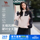 駱駝（CAMEL）戶(hù)外登山服中性加絨防潑水風(fēng)衣外套 C34CW0L4626A 幻影黑/粉 M