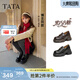他她（TATA）黑巧方糖樂(lè )福鞋女小皮鞋時(shí)尚休閑鞋百搭厚底鞋子CEG14AA6 黑色 35