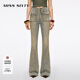 MISS SIXTY2025秋季新款牛仔褲女高腰復古做舊顯瘦超模褲喇叭褲 懷舊藍短版 25