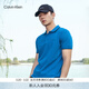Calvin KleinJeans夏季男士商務(wù)休閑通勤ck撞色鑲邊翻領(lǐng)潮流多色短袖T恤POLO C3B-孔雀藍 L