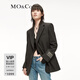 MO&Co.西裝學(xué)院風(fēng)泰迪熊織嘜綿羊毛精紡中性墊肩廓形外套摩安珂 黑色 XS