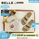 百麗（Belle）QQ吐司勃肯涼鞋女2026夏季新款輕便薄底透氣休閑運動(dòng)涼鞋B3052BL6 杏色 37