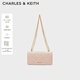 CHARLES&KEITH質(zhì)感菱格鏈條小方錢(qián)包女包包女包生日禮物CK6-10680924 Light Pink淺粉色 XS