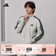 adidas經(jīng)典休閑三條紋長(cháng)袖套裝男女秋季阿迪達斯官方輕運動(dòng) 珍珠煙灰(推薦選大一碼)   XL