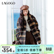 LAGOGO復古格子毛呢外套女拉谷谷2024年冬季新款巴恩風(fēng)含羊毛大衣 混色 M
