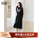 歐莎（OSA）假兩件針織連衣裙2025年新款女半高領(lǐng)冬天配大衣黑色裙子 黑色 M